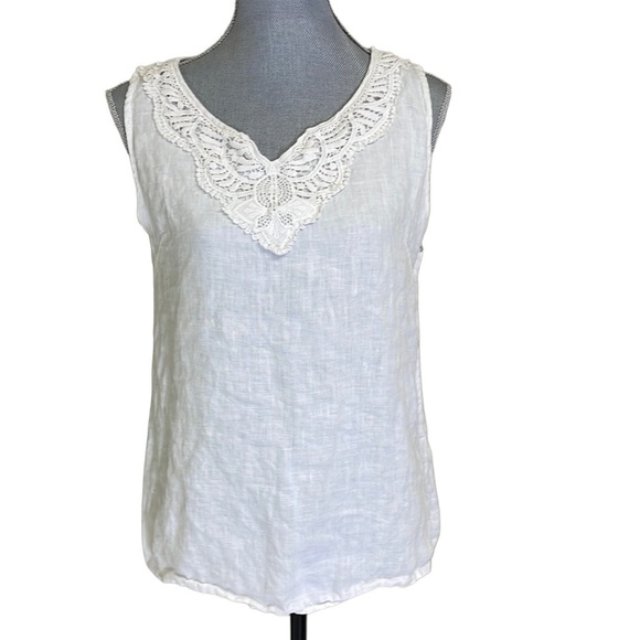 VIOLA Borgnine linen and lace sleeveless top, size S - Picture 1 of 4